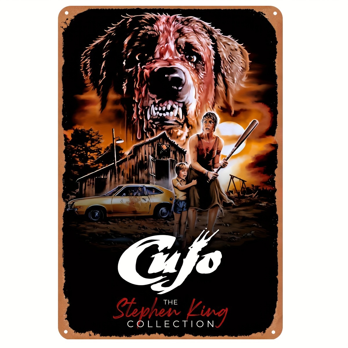 Vintage Collectible Tins - Cujo (1983) Vintage Metal Tin Sign