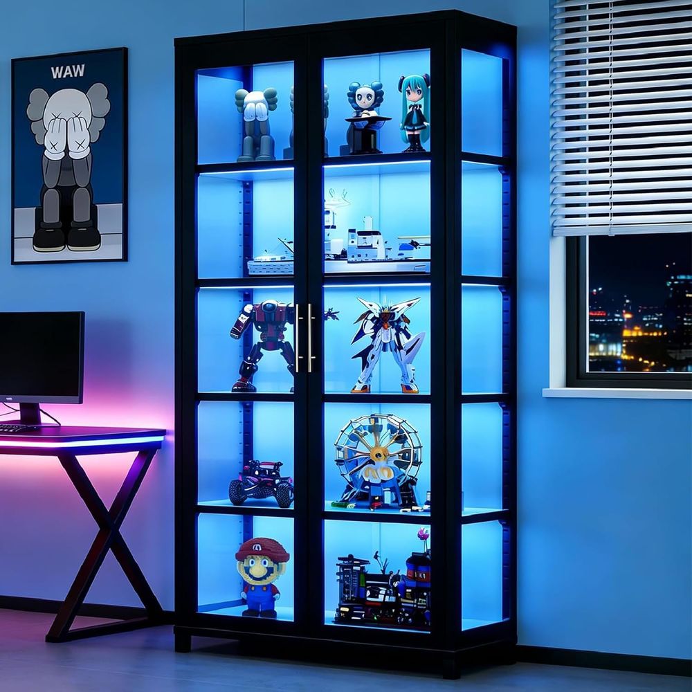 Collectible Collection - Display Cabinet with Glass Do, 5-Tier