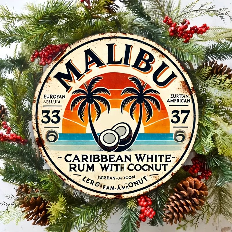 Vintage Collectible Plates - Vintage Malibu Rum Coconut Aluminum Wall