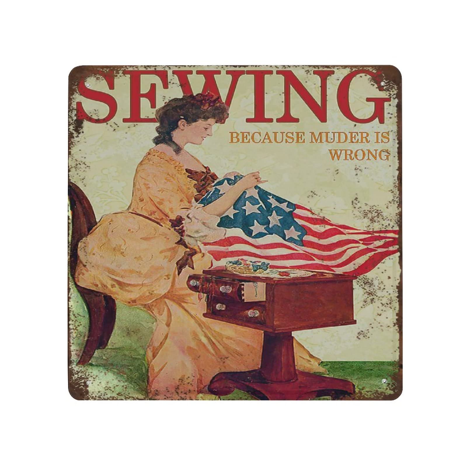 Vintage Collectible Tins - Durable Thick Collectable Metal Sign,Sewing Because