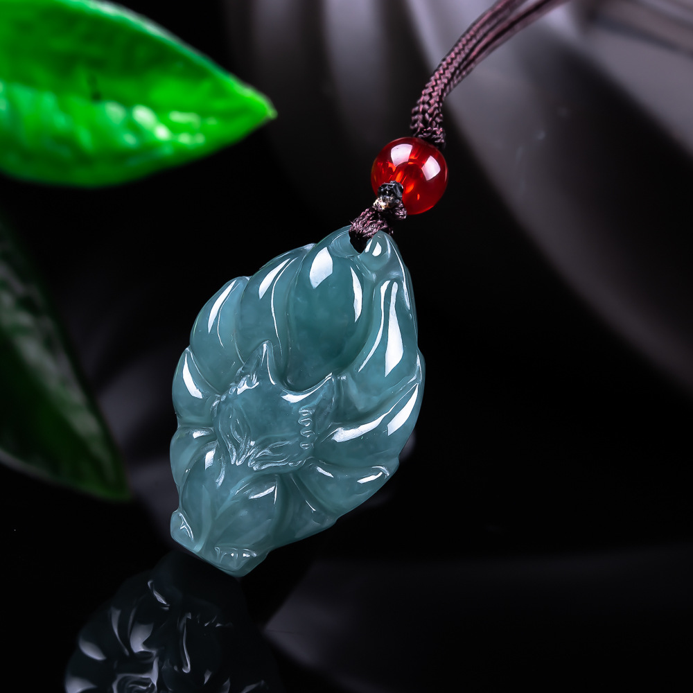 Vintage Collectible Item - Natural Burmese Jadeite Fox Pendant Necklace