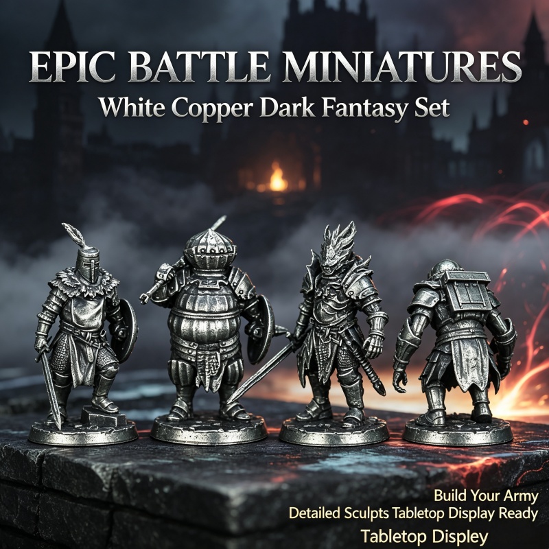 Vintage Game Collection - White Copper Metal Tabletop Mini Fantasy