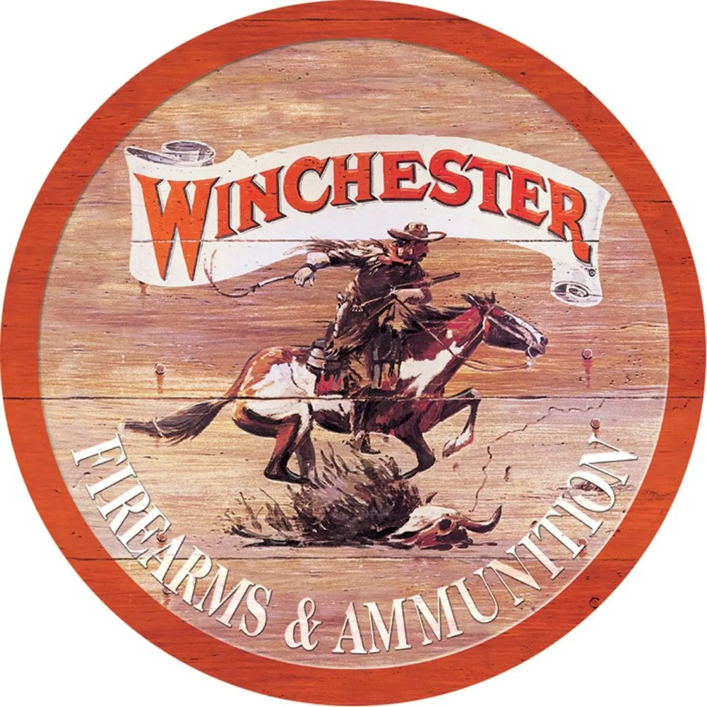 Vintage Collectible Plates - Desperate Enterprises Winchester Round Aluminum Sign