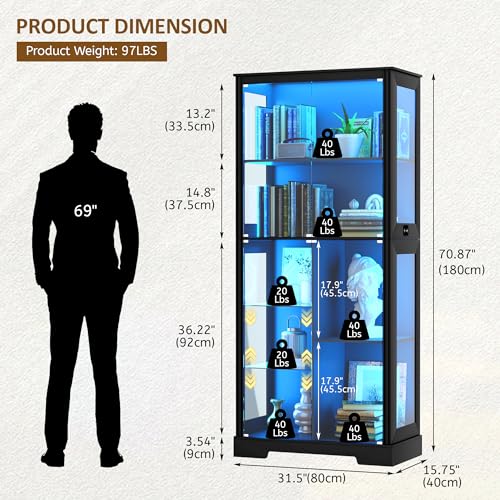 71” Glass Display Cabinet with - огляд і ціна Collectible Collection