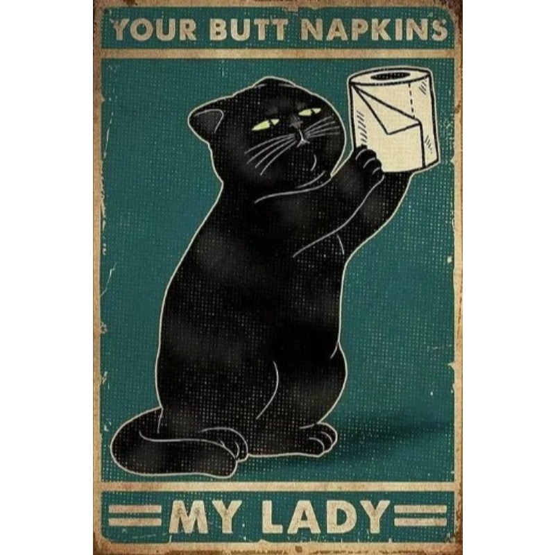 Black Funny Cat Metal Sign Vin - огляд і ціна Vintage Collectible Plates